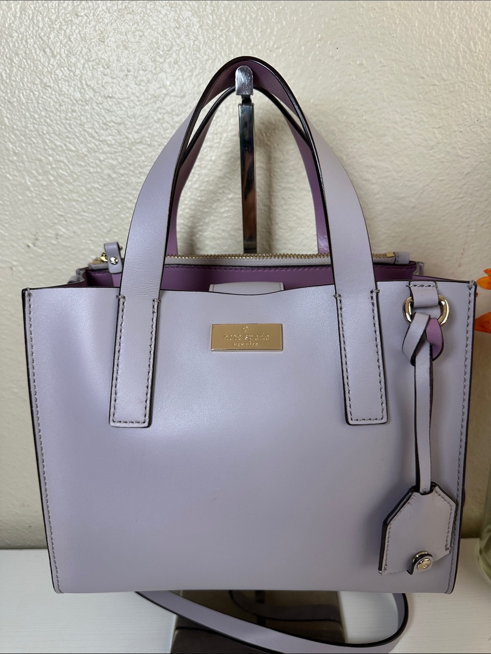 Like NEW Kate Spade Lavender Satchel with matching Long Strap